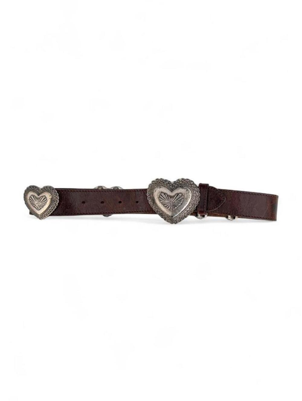 Vintage Genuine Leather Heart Concho Belt